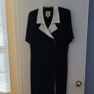 Elegant Black and White Midi Dress